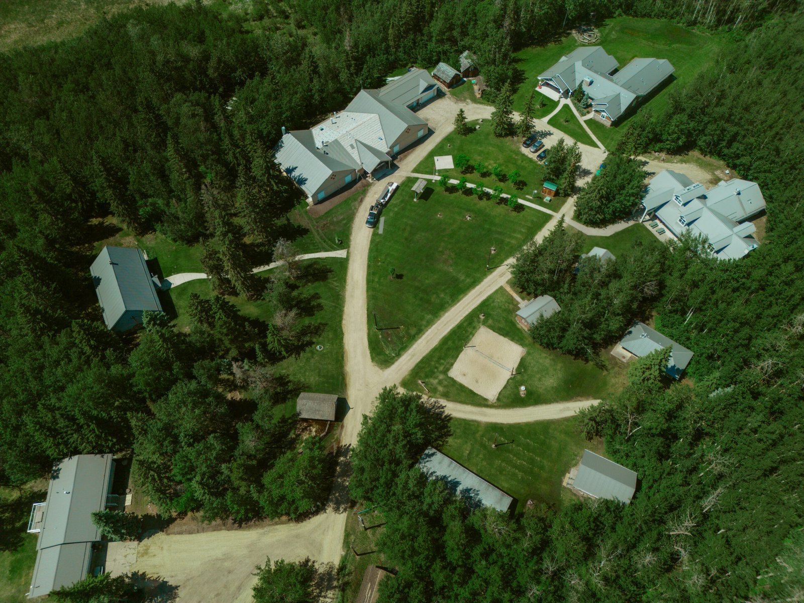 Aerial landscape view of Van Es retreat grounds